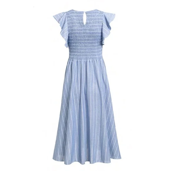 Denim Blue flutter sleeve Sun Dress - Picture 8 of 14